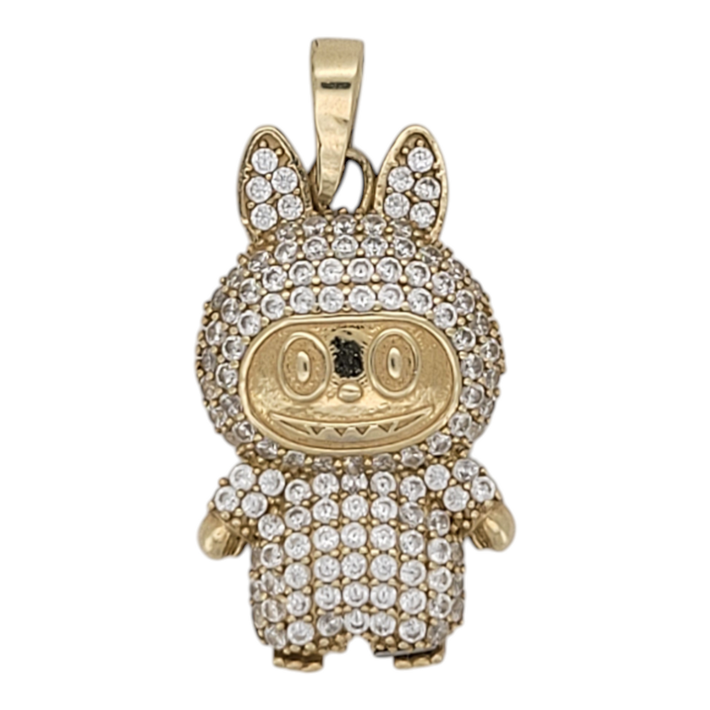 10K gold pendant. Labubu. CZ stone
