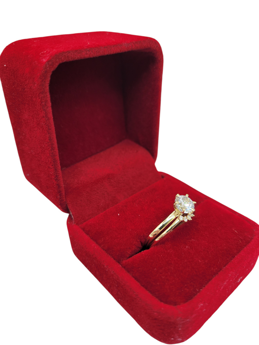 10K gold engagement rings. Duo plain with CZ stone. Size 8
