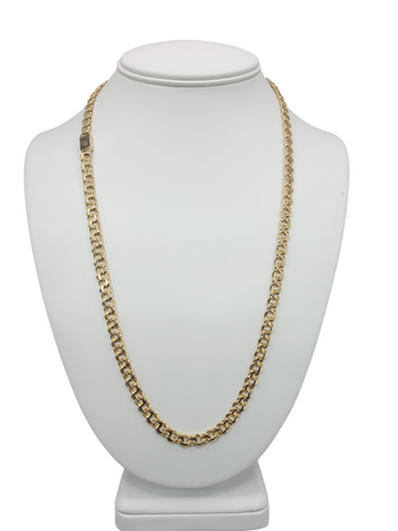 10K gold chain. Chinoiserie weave. Box clasp. 24in . 6mm