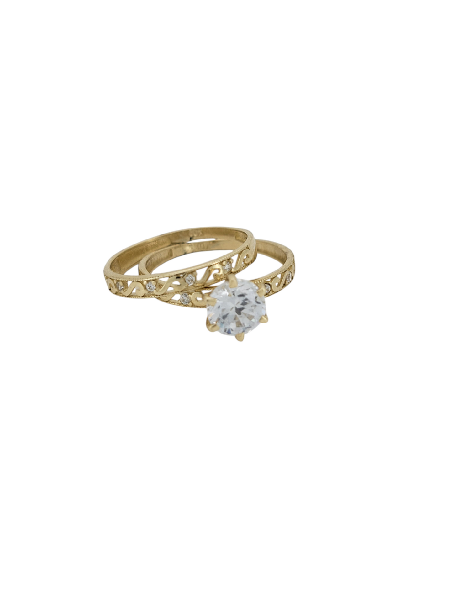 Wedding rings. Double. Size 6. CZ stones