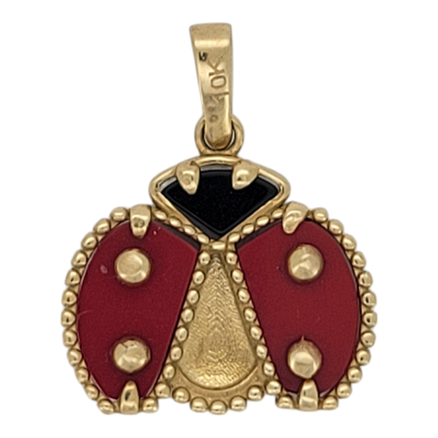 10K gold ladybug pendant. Solid.