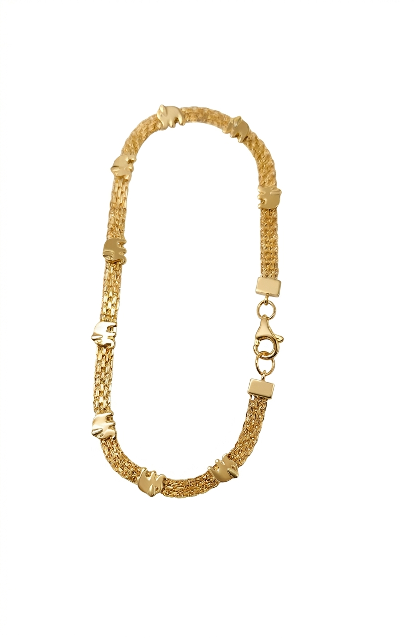 10k gold elephant bracelet 7 inch
