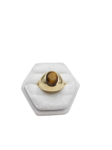 10K gold ring. Tiger's eye. Size 8.5