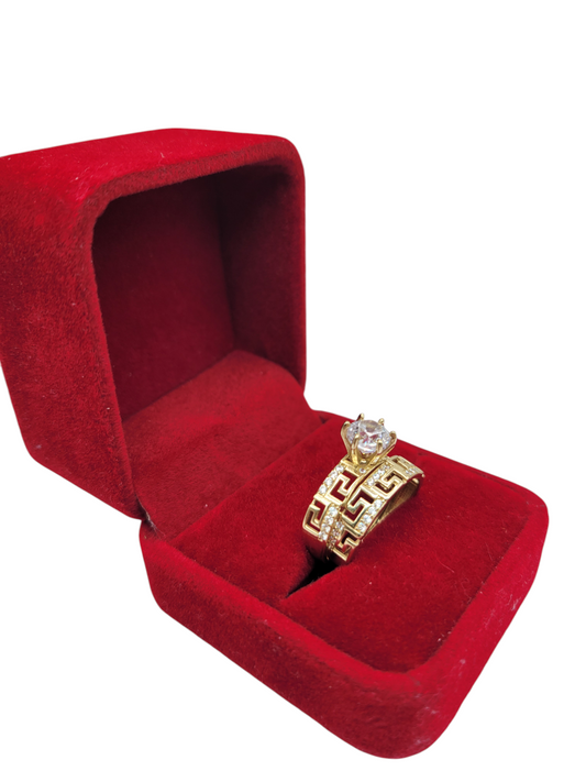 10K gold rings. Engagement. Labyrinth. Trio for men and women. Sizes 7 and 10.