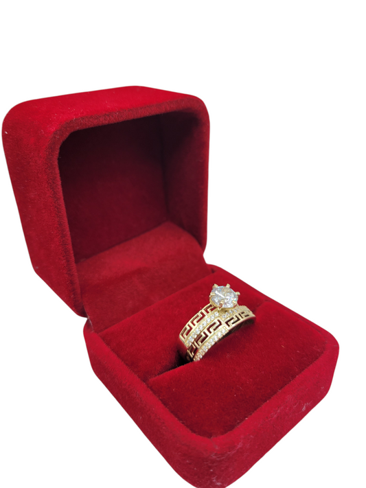 10K gold rings. Trios. Double women's and men's rings. Engagement. Meduza style. Sizes 7.5 and 11.