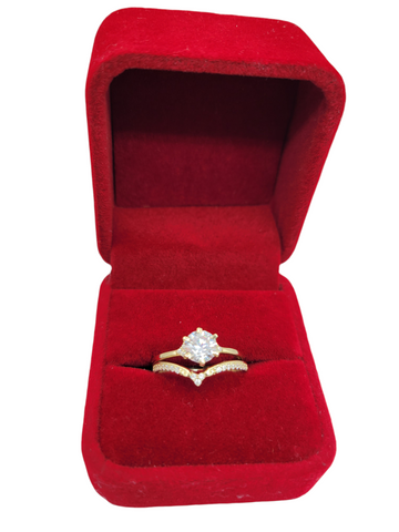 10K gold engagement rings. crown style duo with CZ stone. Size 8