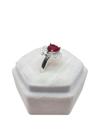 925 silver ring with red CZ heart stone. Size 6.5
