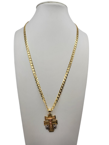 10K gold Cuban chain. Jesus Christ pendant. 18in . 4mm