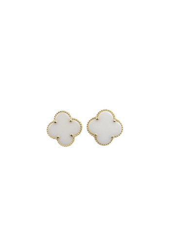 10K gold earrings . Flores Blancas.