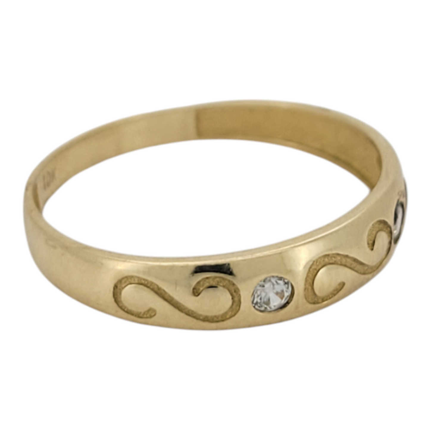 10K gold band ring with CZ stone. Size 9