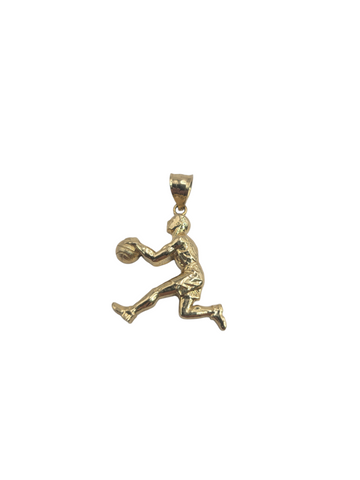 10K gold basketball player pendant