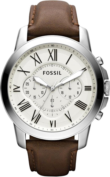 Fossil Men's Grant Quartz Stainless Steel and Leather Chronograph Watch. 1 year free insurance