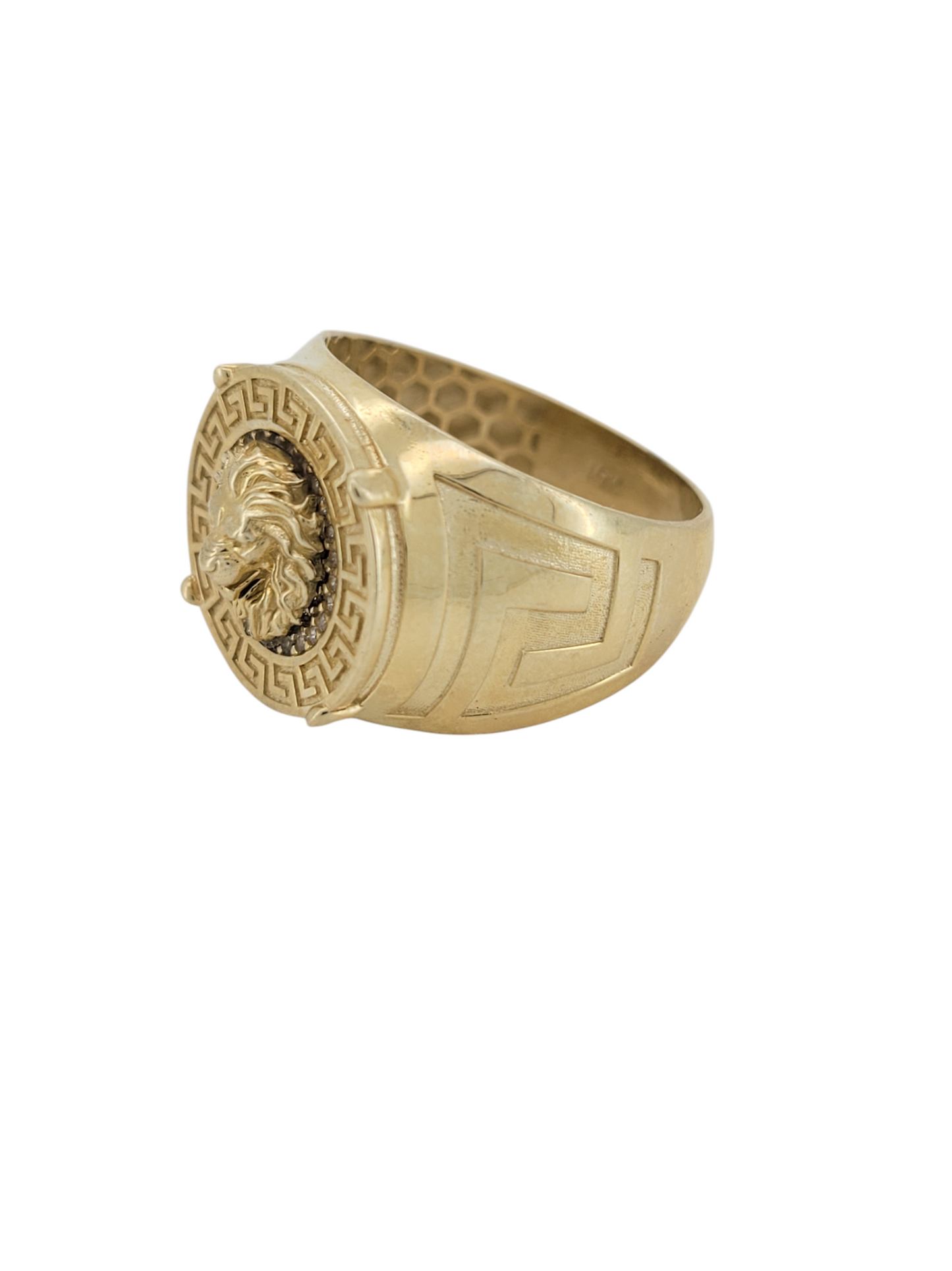 10K gold ring. Lion face. CZ stones. Size 11