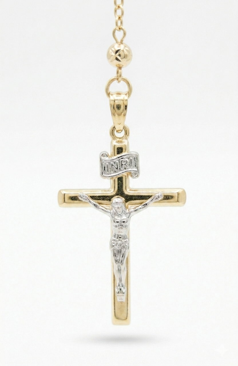 Rosary 14k Gold three-color 24inch 1mm