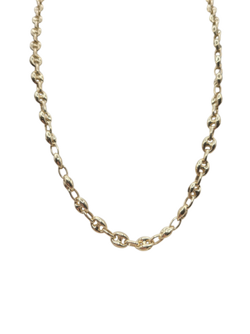 14K gold necklace. Button design. 20in . 5mm
