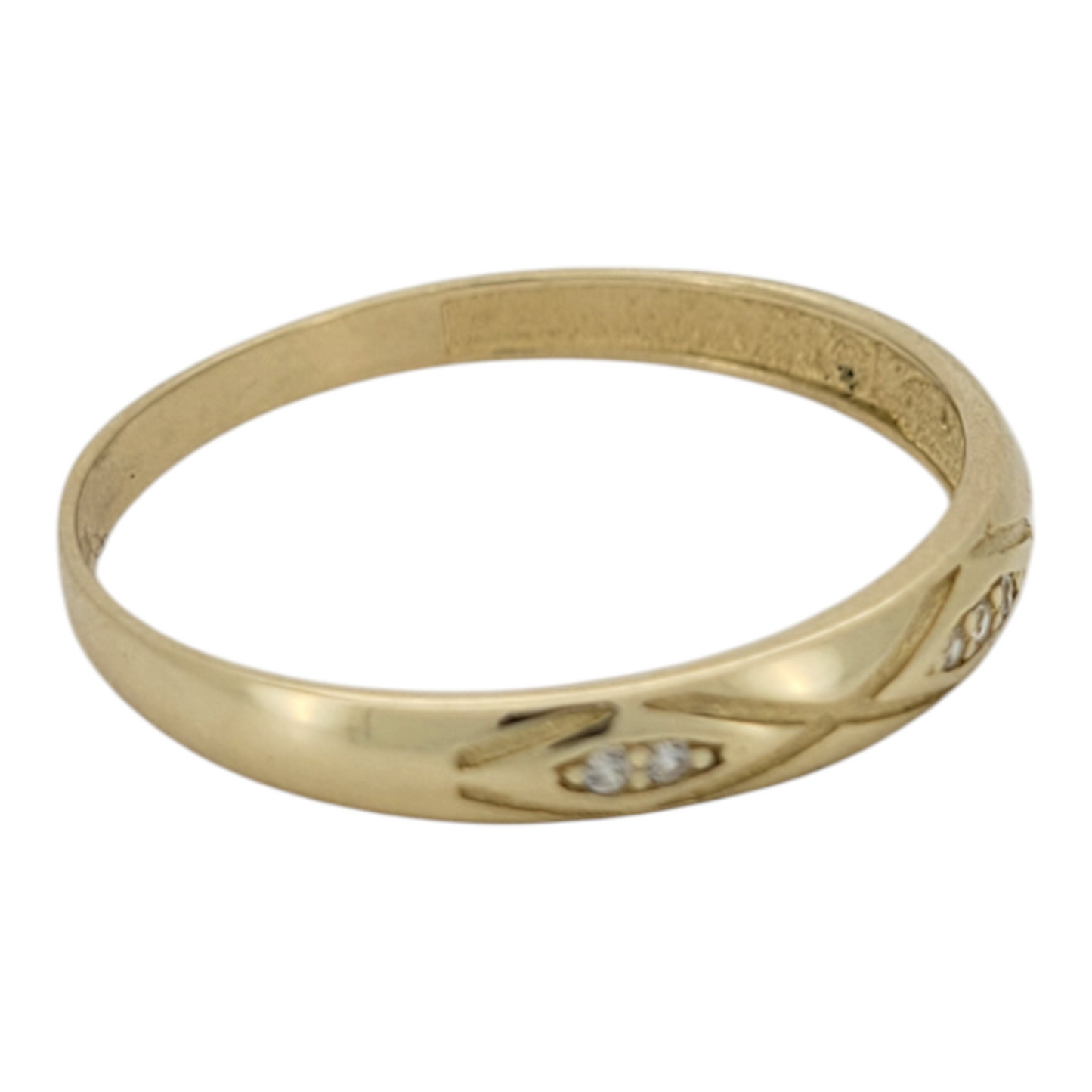 10K gold band ring. Gold design with CZ stone. Size 11