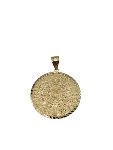 10K gold pendant. Mayan calendar