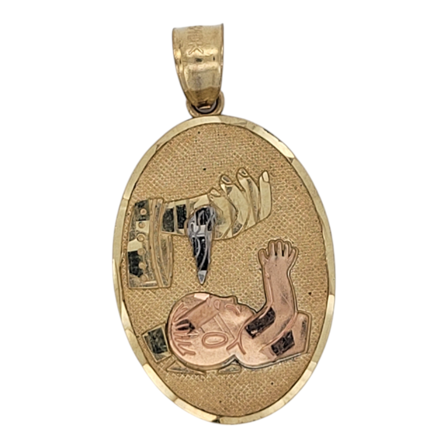 10K gold pendant. Baptism. Oval.