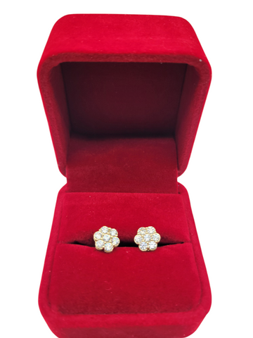 10K gold flower earrings with CZ stones