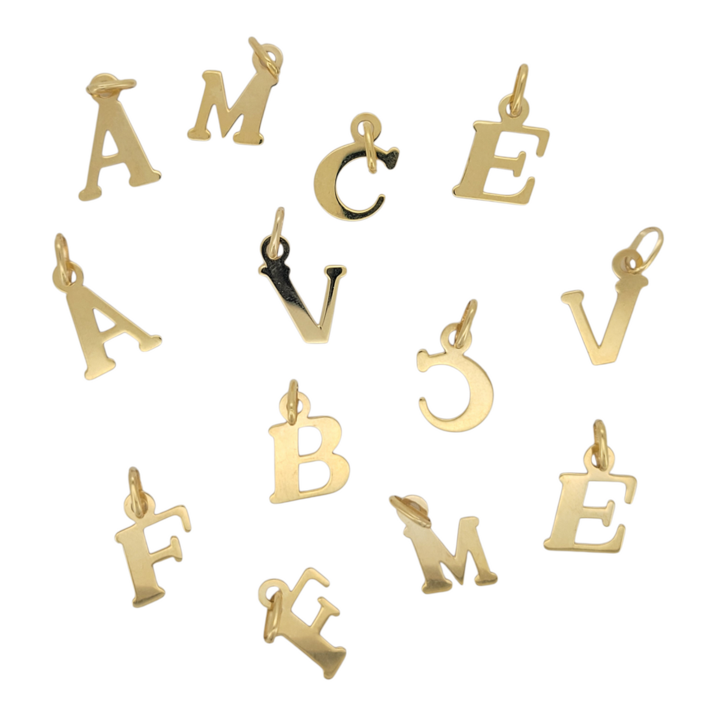 Pendants, font style, plain 10k gold 0.75 inch. tall