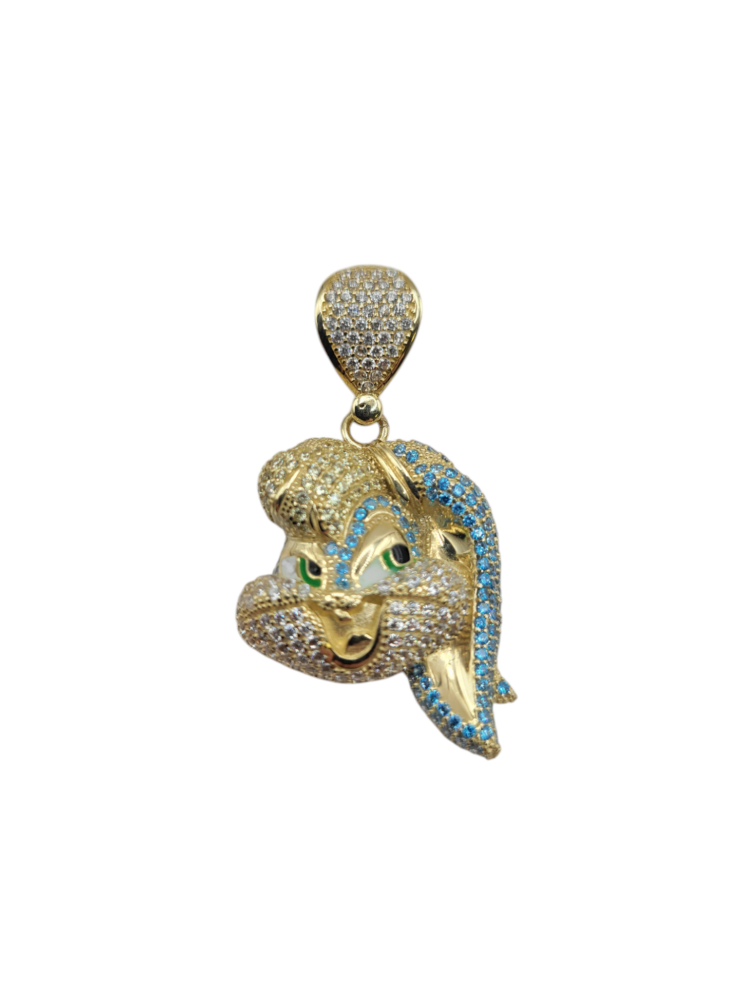 bunny pendant CZ stone