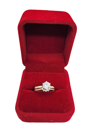 10K gold engagement rings. Duo plain with CZ stone. Size 8