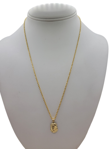 10K gold chain. Small Jesus pendant. 20 inches. 1.6 mm.