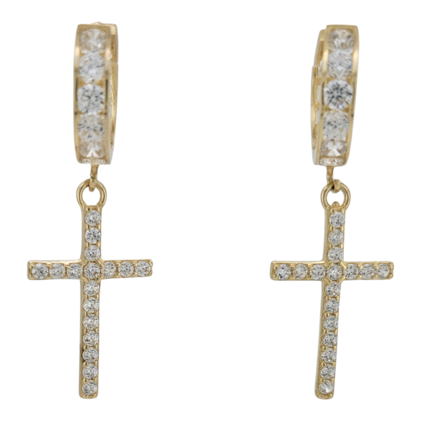 10K gold earrings. Cross.