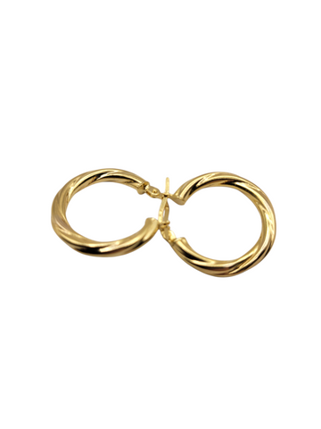 10K gold earrings. Twisted hoops. Size 2