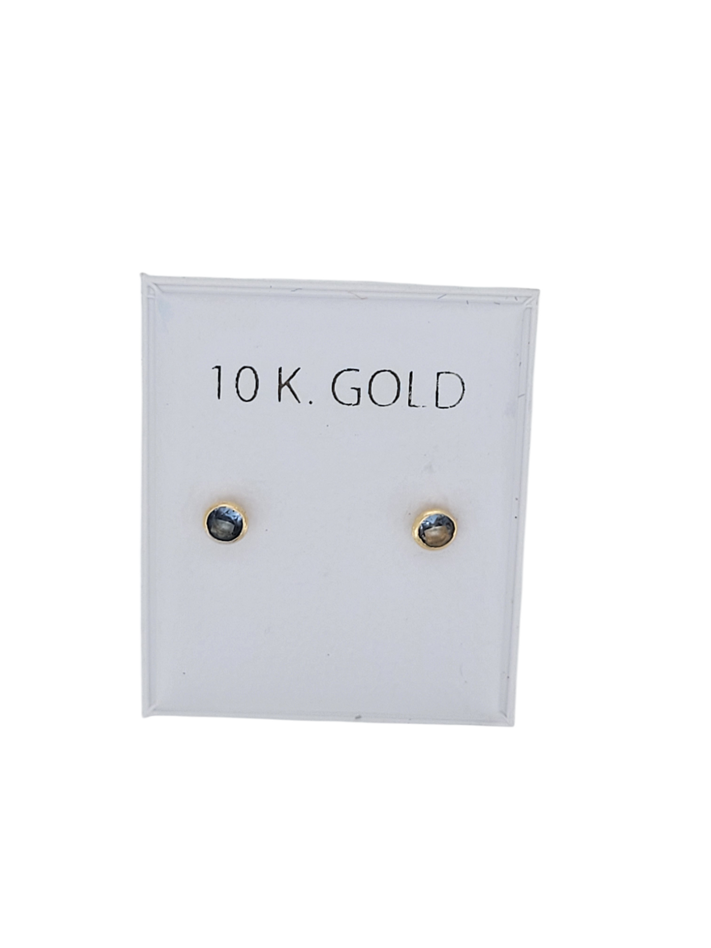 10K gold earrings. Round, iridescent color