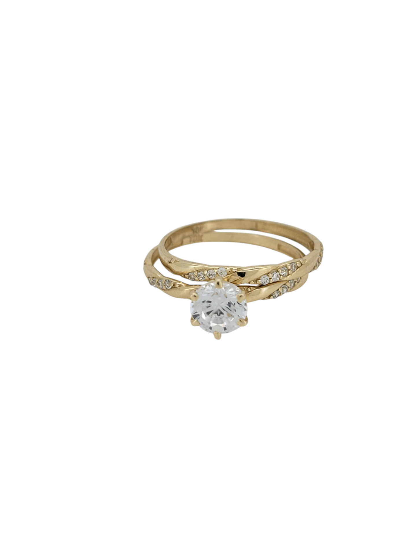 10K gold wedding rings. Double. CZ stone. Size 8