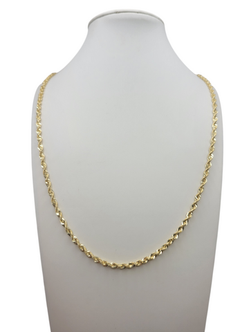10K Gold Plain Rope Chain, 24in, 3mm