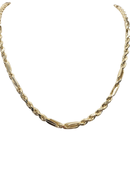 10K gold rope chain. Figure-8 design. 24in . 4mm