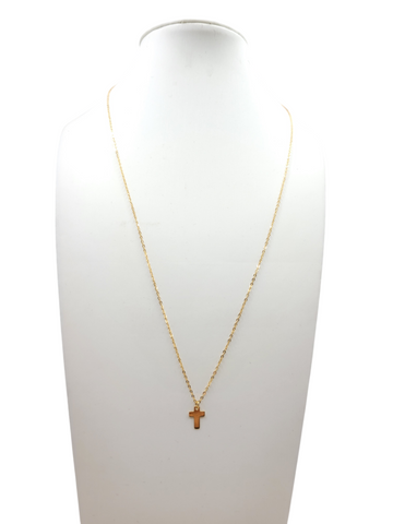 14K gold chain. Cross pendant. 19 inches. 1 mm
