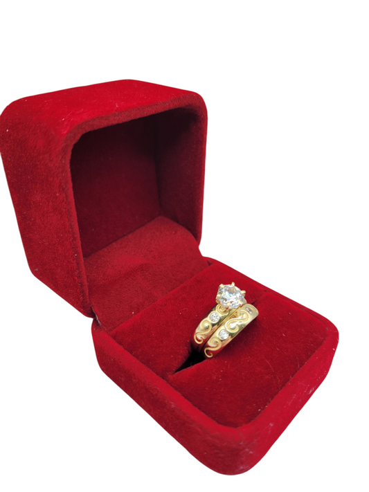 10K gold rings. Engagement. Style with S. Trio for women and men. Size 6 y 9