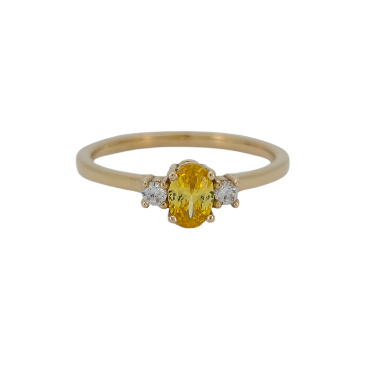 10k Gold Ring, CZ Stones, Size 7.5