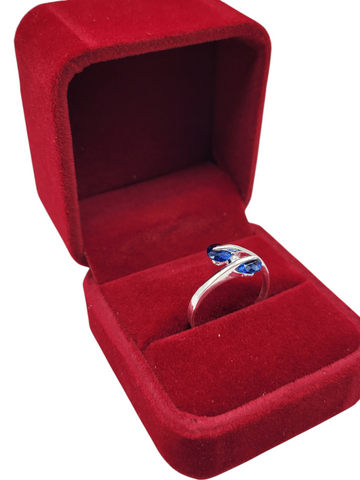 925 silver ring. Two blue CZ stones. Size 8