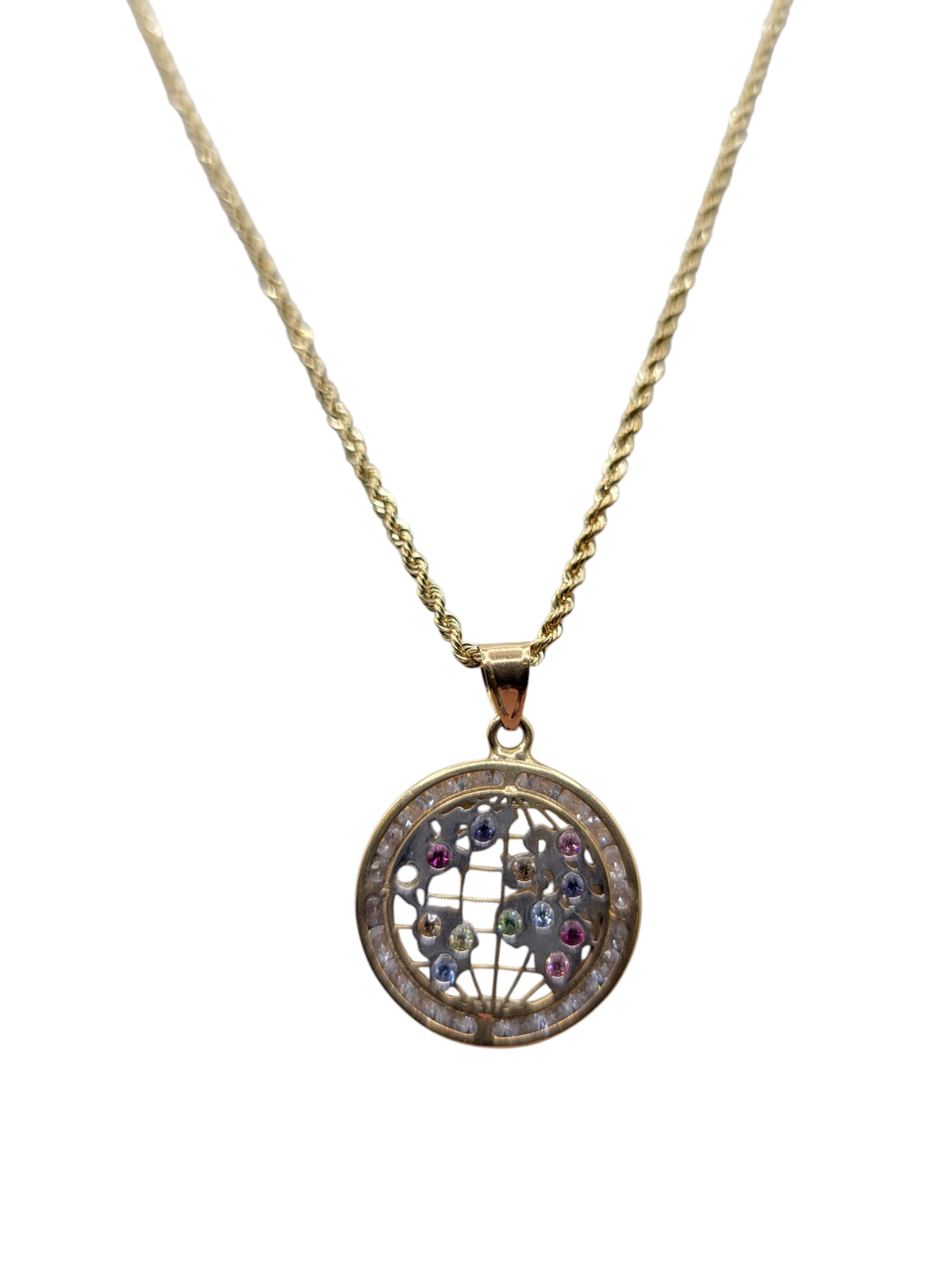10K Gold Rope Chain. World Charm. 24in. 1.5mm