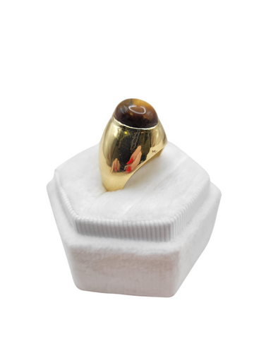 14K gold ring. Tiger's eye. Size 8.5