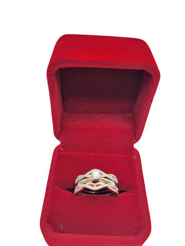14K rose and white gold wedding band. 0.33 ctw real diamonds. Size 8
