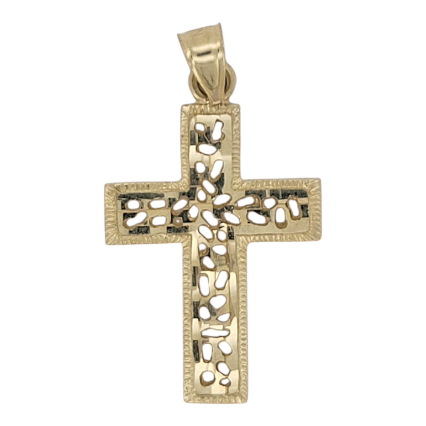 10K gold pendant. Cross with hole.