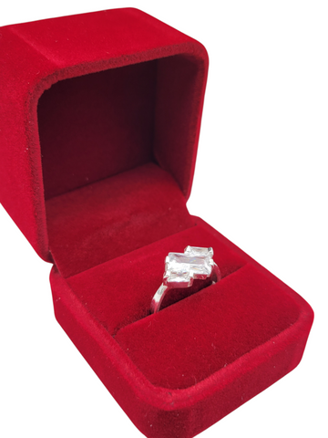 925 silver ring. White rectangular CZ stone. Size 8