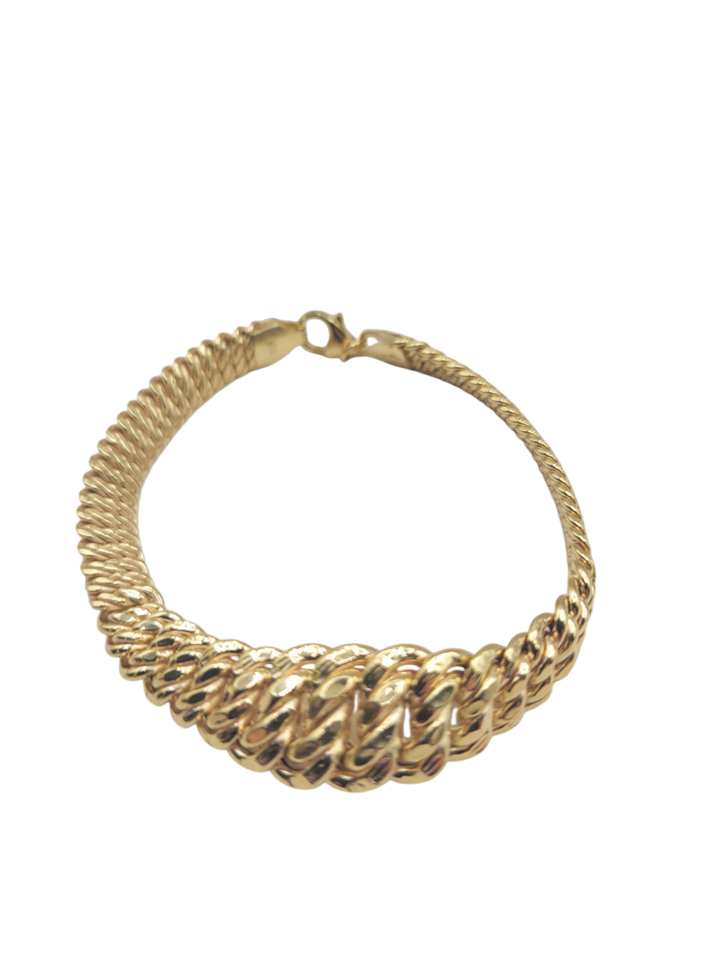 10K Gold Princess Cut Bracelet, 7 in, 7-13.8 mm
