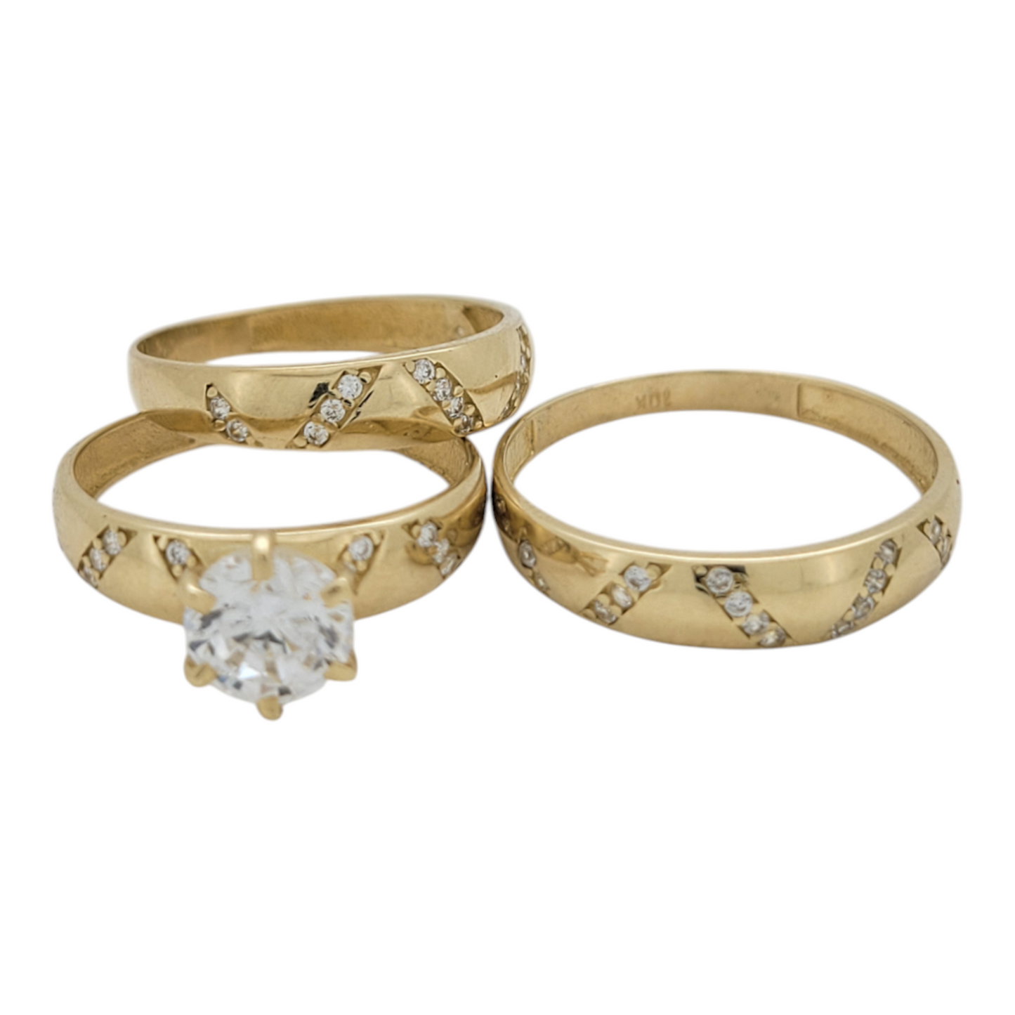 10K gold engagement rings. duo of rings for women . Size 6. CZ stones only for women