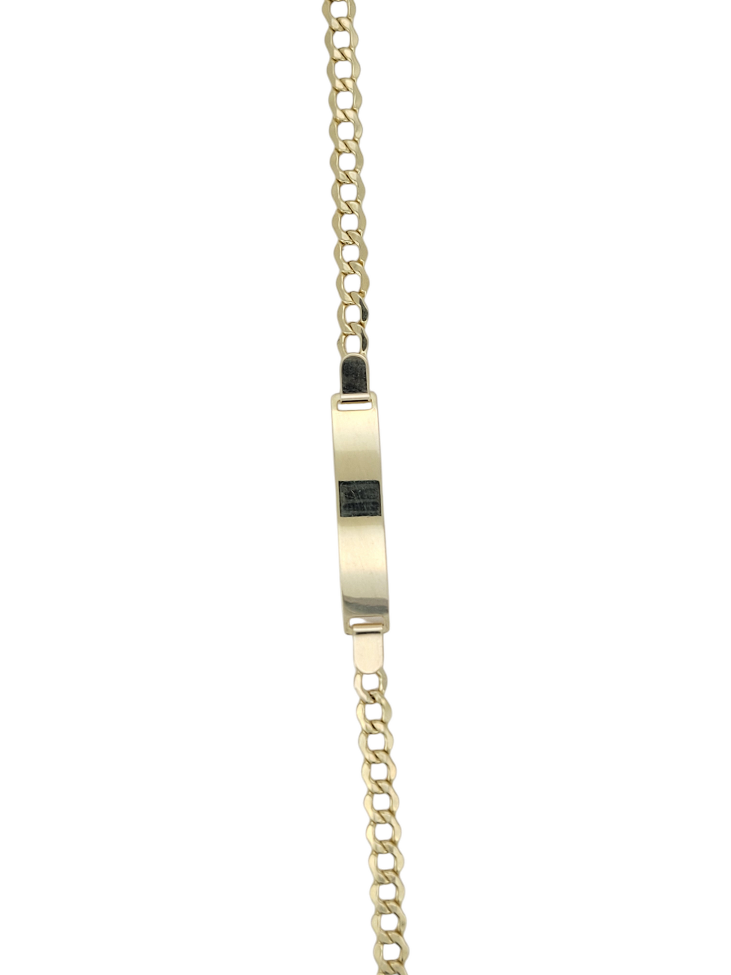 10K gold baby bracelet. Name engraving plate. 6in. 3.5mm