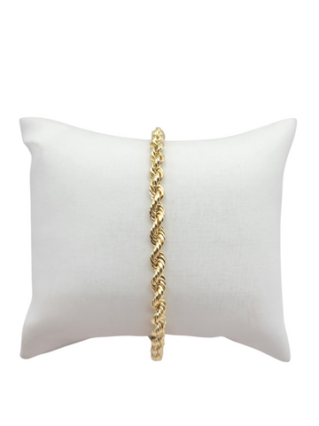 10K gold bracelet, rope style. 8in. 4mm