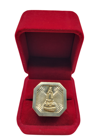 10K gold ring. Virgin of Charity. CZ stone. Size 10