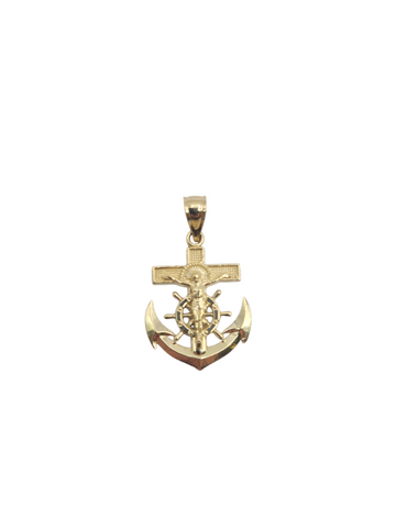 10K gold pendant. anchor.