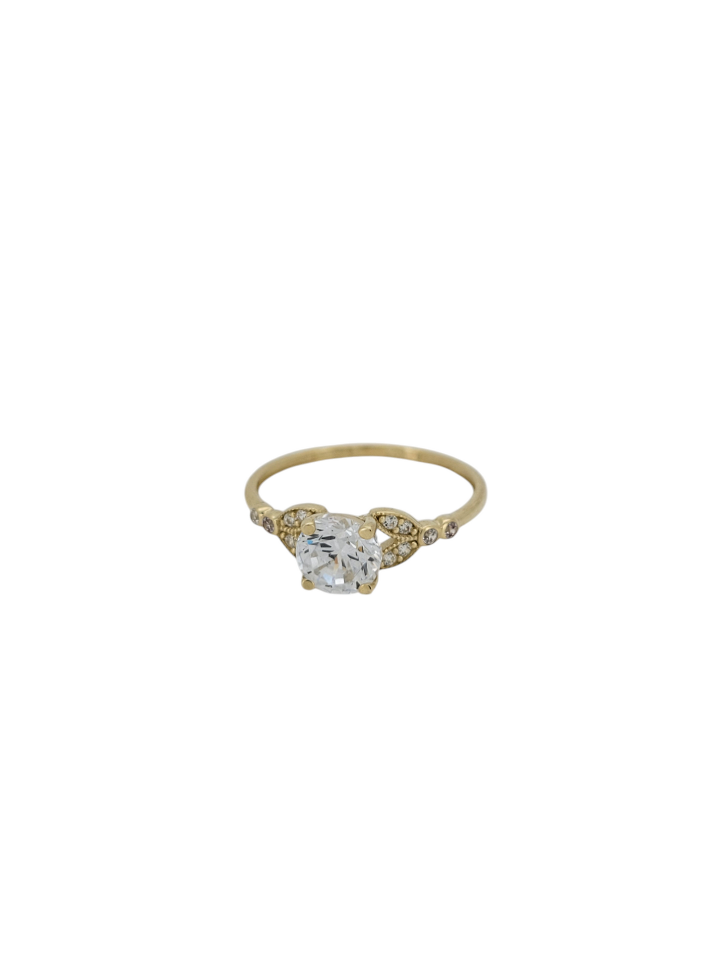 10K gold ring. white round CZ stone. Size 7