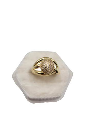 10K gold ring. Center CZ stone ball. Size 8.5